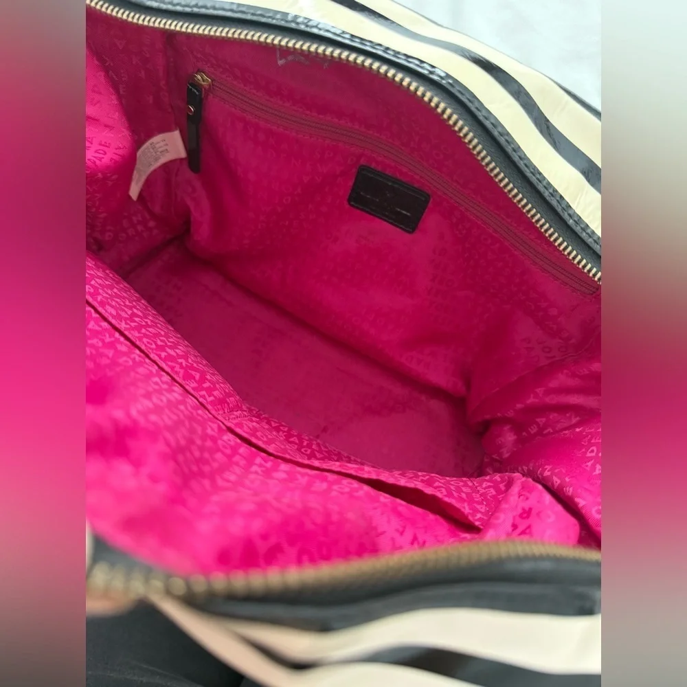 Kate Spade Black and Cream Striped Satchel